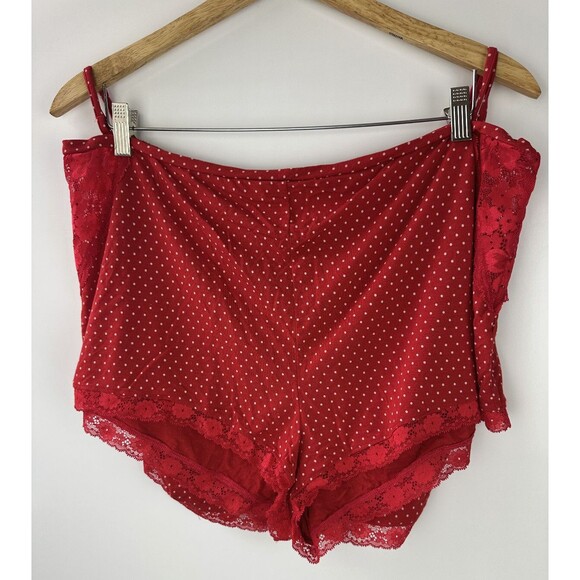 Victoria's Secret Stretch Modal Lace Back Cami Shorts Set Red Pink Polka Dot XXL - Picture 16 of 16